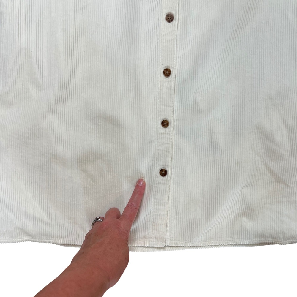 Madewell Cream Corduroy Button Down Shirt Dress Long Sleeve Pockets Womens L - Picture 7 of 11